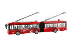 Trolebús/Bus de plástico rojo 45cm con luz y sonido