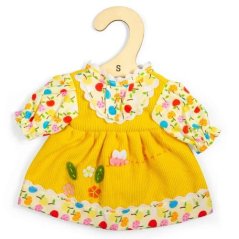Bigjigs Toys sárga ruha almákkal és virágokkal egy 28 cm-es babához