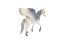 Cheval avec ailes blanc-gris zoqué en plastique 14cm dans un sac
