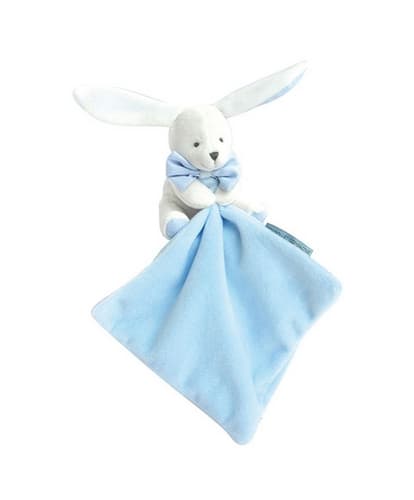 Doudou Coffret cadeau bleu - lapin avec crapaud 10 cm
