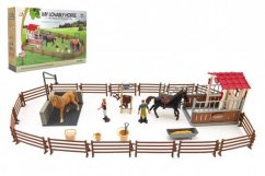 Paddock/enclos pour chevaux + gardiens + cheval 2pcs avec accessoires