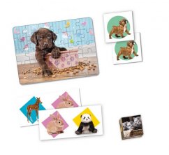 EDUkit - Puppies 4in1 (jeu de mémoire, 60 puzzles, dominos, 6 blocs)