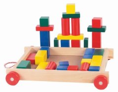 Cărucior de blocuri Woody Blocks - 34 bucăți