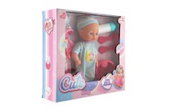 Păpușă bebeluș 25cm corp solid cu accesorii în cutie 30x27x8cm