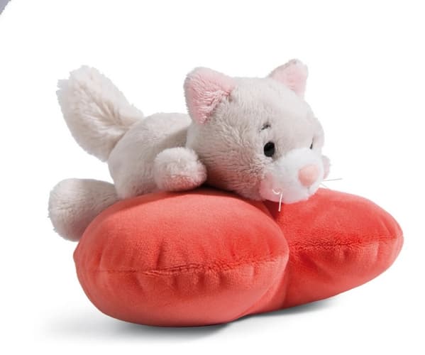 NICI peluche Love Fluffy gatto sdraiato, cuore, 13cm