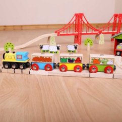 Bigjigs Rail Train de marchandises avec légumes + 3 rails