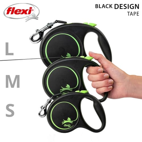 Flexi Vodítko Black Design S pásek 5m černo-zelené