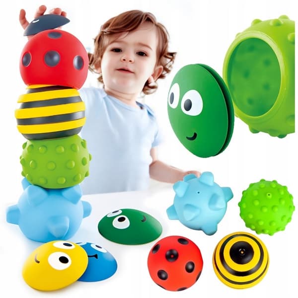 Palline sensoriali Happy in silicone, set da 4