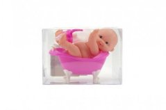 Bébé dans une baignoire en caoutchouc/plastique avec biberon 10cm