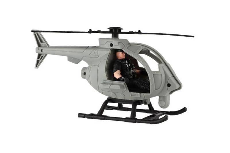 Vojenský vrtuľník s vojakom z plastu s príslušenstvom v krabici
