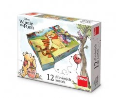 Dino Winnie the Pooh Cuburi de licență din lemn - 12 cuburi