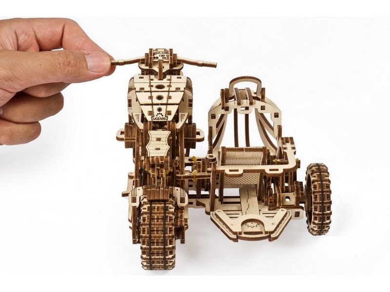 Puzzle meccanico 3D in legno Ugears UGR-10 Moto (scrambler) con carrello