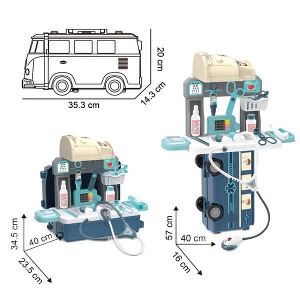 Bavytoy Lékařský set 3v1 bus modrý