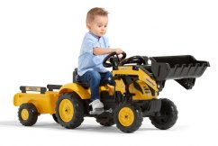 Falk Traktor šlapací Komatsu žlutý s přední lžící a valníkem