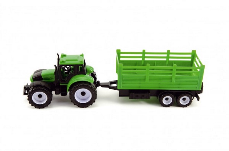 Traktor s přívěsem plast 28cm 2 barvy