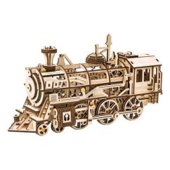RoboTime 3D Puzzle mecanic din lemn RoboTime 3D Locomotivă cu aburi