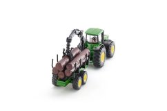 SIKU Farmer 1954 - Tractor John Deere cu remorcă forestieră 1:50