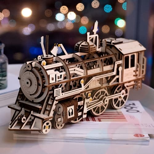 RoboTime 3D Puzzle mécanique en bois Locomotive à vapeur