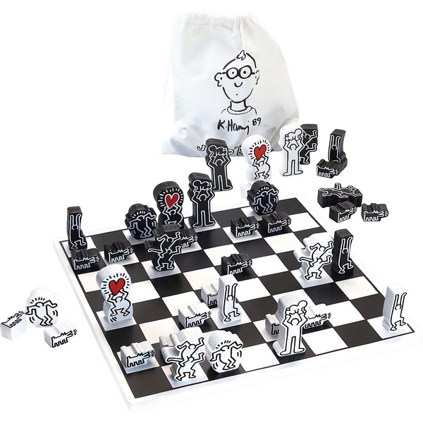 Vilac Jeu d'échecs moderne en bois Keith Haring