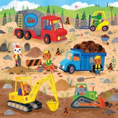 Mudpuppy Puzzle de sol voitures en construction 25 pièces