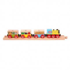 Bigjigs Rail Train de marchandises avec légumes + 3 rails