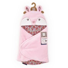 Doudou Pluszowy różowy koc z kapturem Boh'aime 70 cm