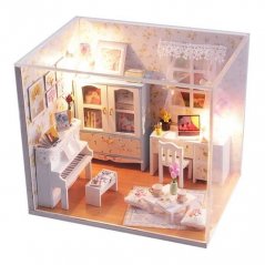 Két gyermek miniatűr ház Hemioli szobája