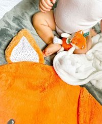 Doudou Couverture bébé en polaire avec renard en peluche 70x100 cm