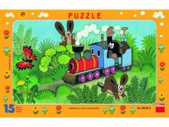 Puzzle taupe et locomotive, 15 pièces - Dino