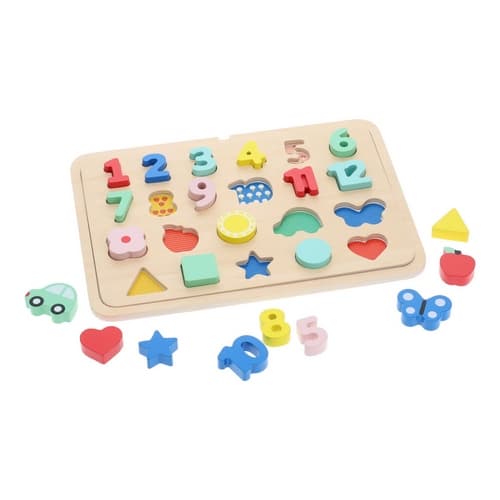 Petit Collage Insert puzzle avec chiffres et formes multilingue