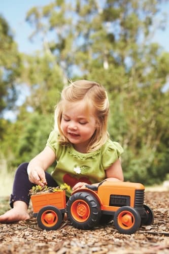 Green Toys Tractor con tractor naranja