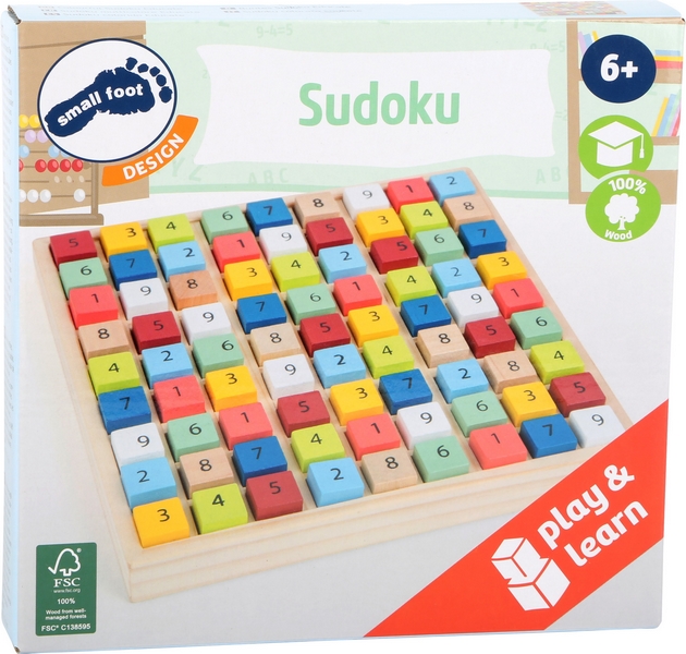 Picior mic Sudoku din lemn Sudoku cuburi colorate
