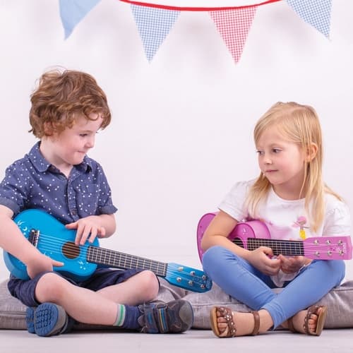 Tidlo Guitare en bois Étoile bleue