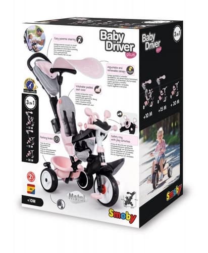 Trójkołowy Baby Driver Plus różowy