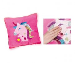 Unicorno cuci un cuscino con paillettes 30 x 30 cm