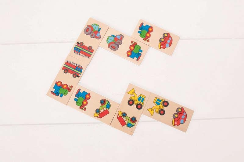 Bigjigs Toys Veicoli domino in legno