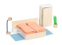 Dormitor cu mobilier pentru casa de păpuși cu picior mic