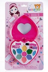 Set de maquillaje infantil paleta beauted corazón con espejo en tarjeta 18,5x33x3cm