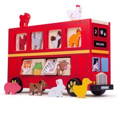 Bigjigs Toys Autobus di legno con animali