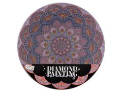 Diamantové malování mandala - květina fialová průměr 30cm s doplňky ve fólii