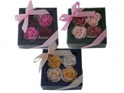 Jabón Salsa flores rosa 4x4g en caja de regalo