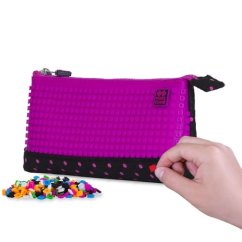 PIXIE CREW duże etui BLACK WITH FUCHSIE POINT