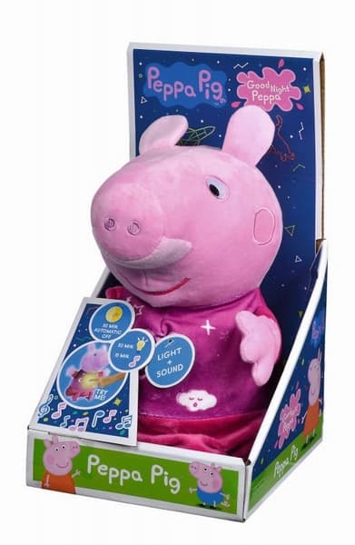 Peluche Peppa Pig 2en1, jouet + lumière, rose, 25 cm