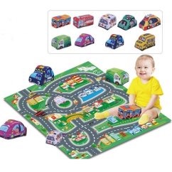 Bavytoy Ensemble de voitures en tissu avec tapis