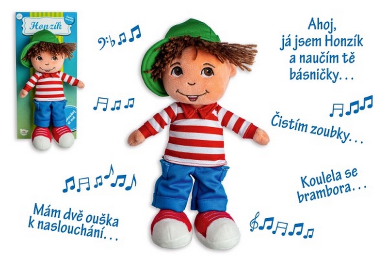 Bábika chlapec Honzík handrový plyš 30 cm česky hovoriaca na karte