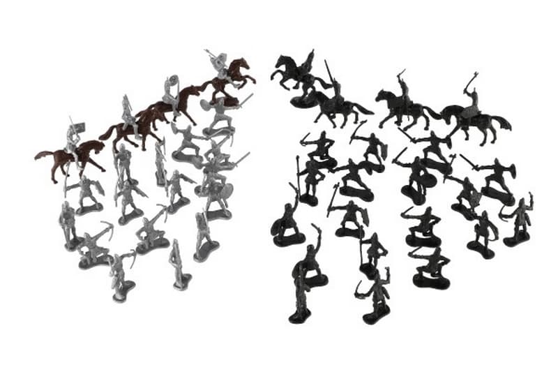 Figurki rycerzy z końmi plastikowe 5-7cm w torbie