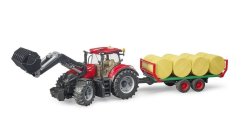 Bruder 3198 Traktor Case IH Optum 300 CVX s čelním nakladačem a přepravníkem na balíky