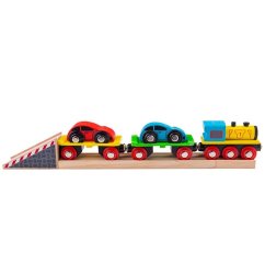 Bigjigs Rail Train de marchandises avec wagons et rails