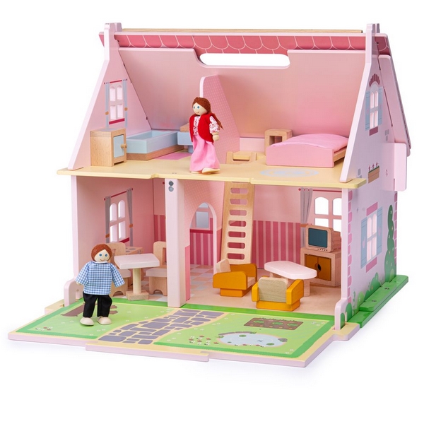 Casa de muñecas de madera portátil Bigjigs Toys
