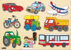 Woody Puzzle na desce - Dopravní prostředky
